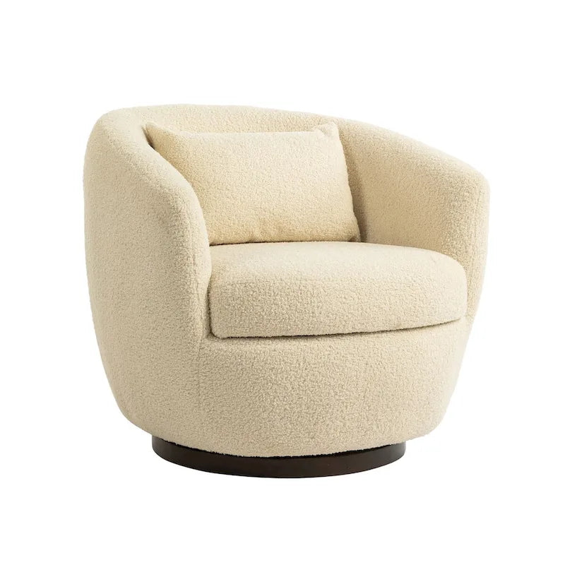 Fauteuil club pivotant rembourré avec rangement, chaise d'appoint moderne pour salon, chambre, bureau ou coin lecture