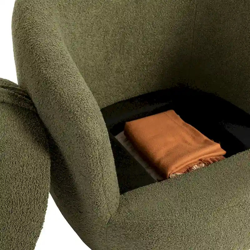 Fauteuil club pivotant rembourré avec rangement, chaise d'appoint moderne pour salon, chambre, bureau ou coin lecture