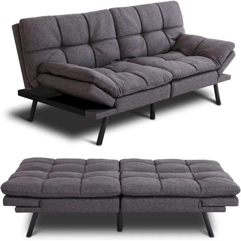 Canapé convertible, futon modulable avec accoudoirs réglables pour studio, appartement, bureau, petit espace