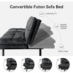 Canapé convertible, futon modulable avec accoudoirs réglables pour studio, appartement, bureau, petit espace