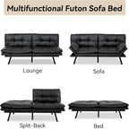 Canapé convertible, futon modulable avec accoudoirs réglables pour studio, appartement, bureau, petit espace