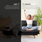 Canapé convertible, futon modulable avec accoudoirs réglables pour studio, appartement, bureau, petit espace