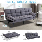 Canapé convertible, futon modulable avec accoudoirs réglables pour studio, appartement, bureau, petit espace
