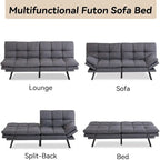 Canapé convertible, futon modulable avec accoudoirs réglables pour studio, appartement, bureau, petit espace