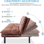 Canapé convertible, futon modulable avec accoudoirs réglables pour studio, appartement, bureau, petit espace