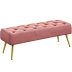 Repose-Pieds Rembourré Velours Ottoman Boutonné Banc de Table - 451617