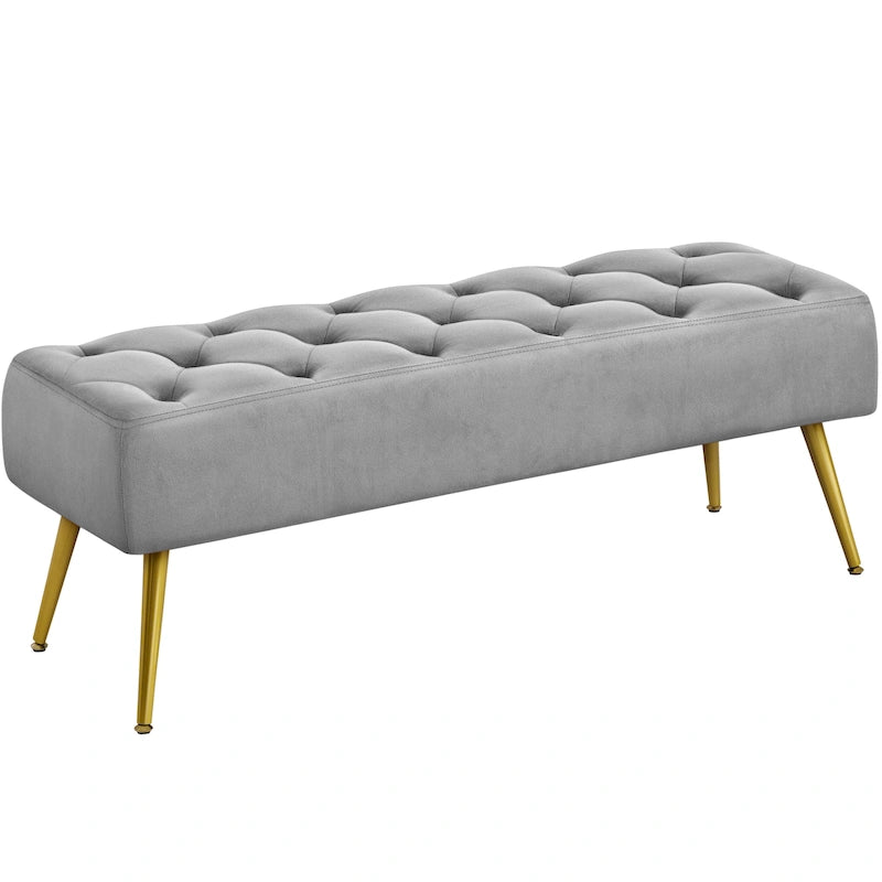 Repose-Pieds Rembourré Velours Ottoman Boutonné Banc de Table - 451617