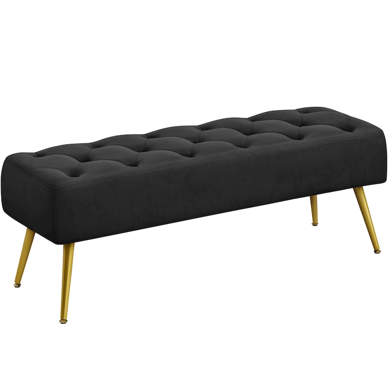 Repose-Pieds Rembourré Velours Ottoman Boutonné Banc de Table - 451617