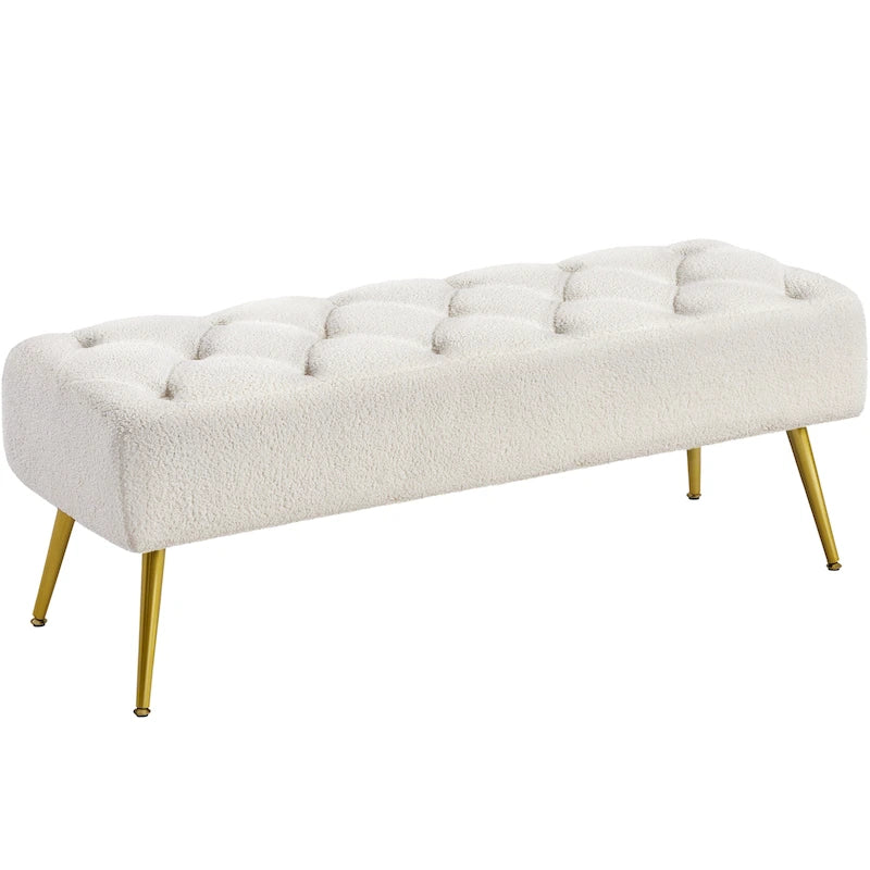 Repose-Pieds Rembourré Velours Ottoman Boutonné Banc de Table - 451617