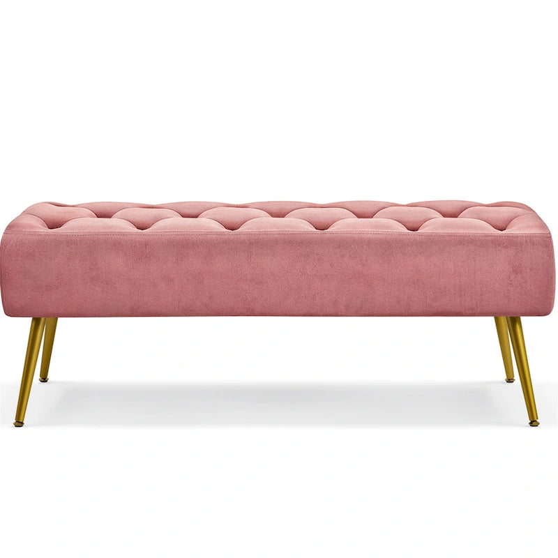 Repose-Pieds Rembourré Velours Ottoman Boutonné Banc de Table - 451617