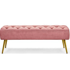 Repose-Pieds Rembourré Velours Ottoman Boutonné Banc de Table - 451617