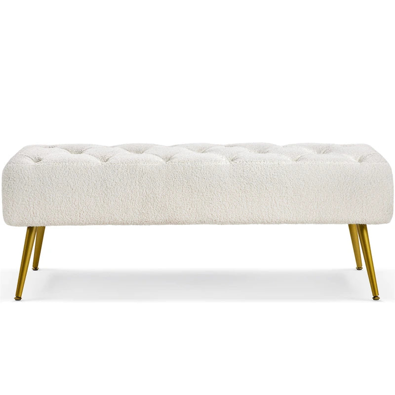 Repose-Pieds Rembourré Velours Ottoman Boutonné Banc de Table - 451617
