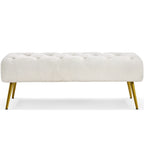 Repose-Pieds Rembourré Velours Ottoman Boutonné Banc de Table - 451617