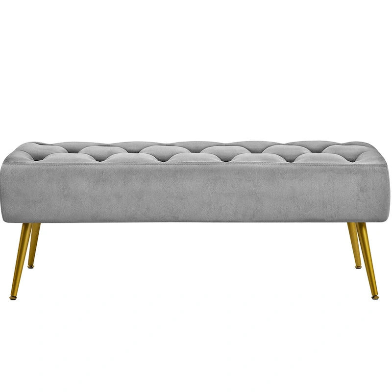 Repose-Pieds Rembourré Velours Ottoman Boutonné Banc de Table - 451617