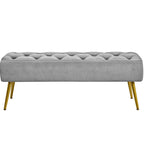 Repose-Pieds Rembourré Velours Ottoman Boutonné Banc de Table - 451617