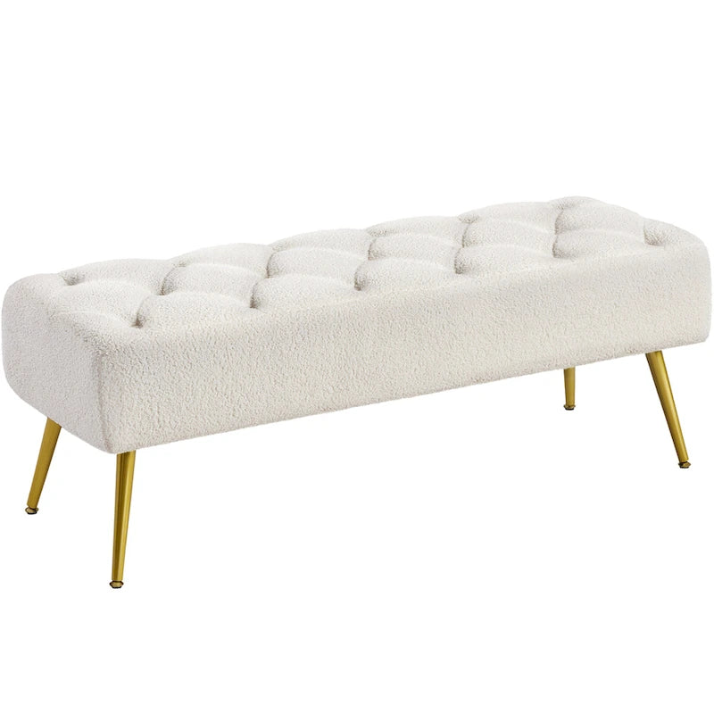 Repose-Pieds Rembourré Velours Ottoman Boutonné Banc de Table - 451617
