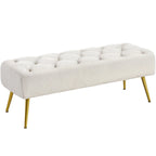 Repose-Pieds Rembourré Velours Ottoman Boutonné Banc de Table - 451617