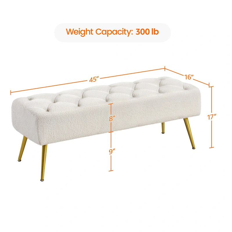 Repose-Pieds Rembourré Velours Ottoman Boutonné Banc de Table - 451617