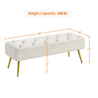 Repose-Pieds Rembourré Velours Ottoman Boutonné Banc de Table - 451617