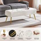 Repose-Pieds Rembourré Velours Ottoman Boutonné Banc de Table - 451617