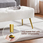 Repose-Pieds Rembourré Velours Ottoman Boutonné Banc de Table - 451617