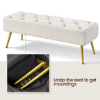 Repose-Pieds Rembourré Velours Ottoman Boutonné Banc de Table - 451617