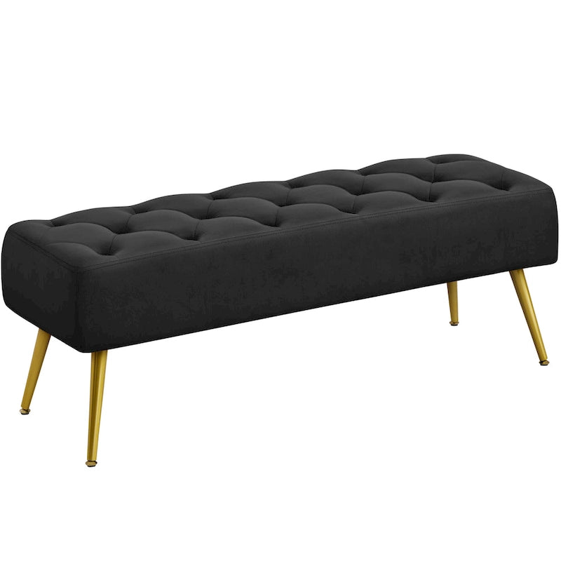 Repose-Pieds Rembourré Velours Ottoman Boutonné Banc de Table - 451617