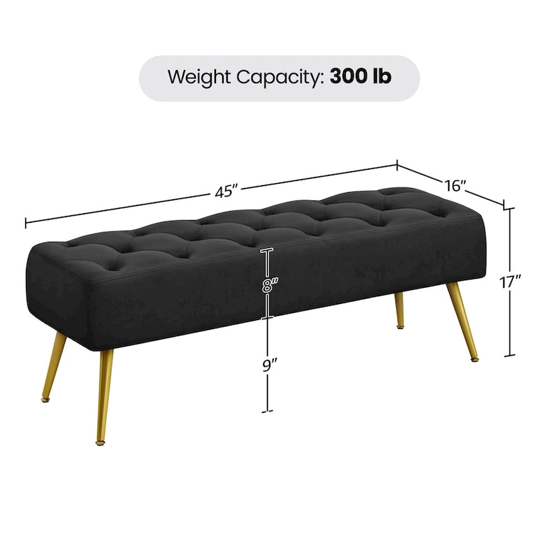 Repose-Pieds Rembourré Velours Ottoman Boutonné Banc de Table - 451617