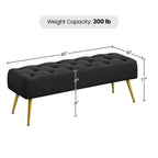 Repose-Pieds Rembourré Velours Ottoman Boutonné Banc de Table - 451617