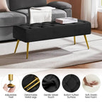 Repose-Pieds Rembourré Velours Ottoman Boutonné Banc de Table - 451617