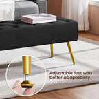 Repose-Pieds Rembourré Velours Ottoman Boutonné Banc de Table - 451617
