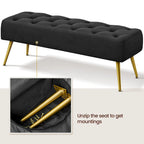 Repose-Pieds Rembourré Velours Ottoman Boutonné Banc de Table - 451617