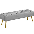 Repose-Pieds Rembourré Velours Ottoman Boutonné Banc de Table - 451617