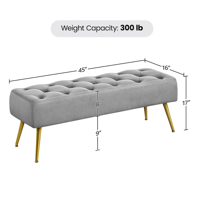Repose-Pieds Rembourré Velours Ottoman Boutonné Banc de Table - 451617