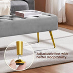 Repose-Pieds Rembourré Velours Ottoman Boutonné Banc de Table - 451617