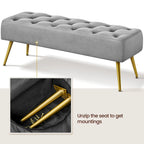 Repose-Pieds Rembourré Velours Ottoman Boutonné Banc de Table - 451617