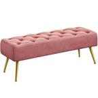 Repose-Pieds Rembourré Velours Ottoman Boutonné Banc de Table - 451617