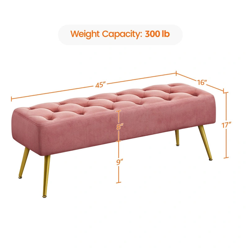Repose-Pieds Rembourré Velours Ottoman Boutonné Banc de Table - 451617