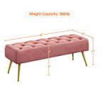 Repose-Pieds Rembourré Velours Ottoman Boutonné Banc de Table - 451617