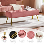 Repose-Pieds Rembourré Velours Ottoman Boutonné Banc de Table - 451617