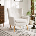 Fauteuil d'appoint moderne en tissu peluche avec pieds en bois
