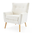 Fauteuil d'appoint moderne en tissu peluche avec pieds en bois