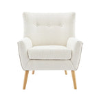 Fauteuil d'appoint moderne en tissu peluche avec pieds en bois