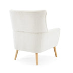 Fauteuil d'appoint moderne en tissu peluche avec pieds en bois