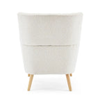 Fauteuil d'appoint moderne en tissu peluche avec pieds en bois