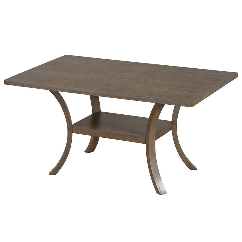 Ensemble de salle à manger 6 pièces avec étagère de rangement et pieds incurvés, ensemble de table de cuisine avec banc et 4 chaises de salle à manger à coussins amovibles