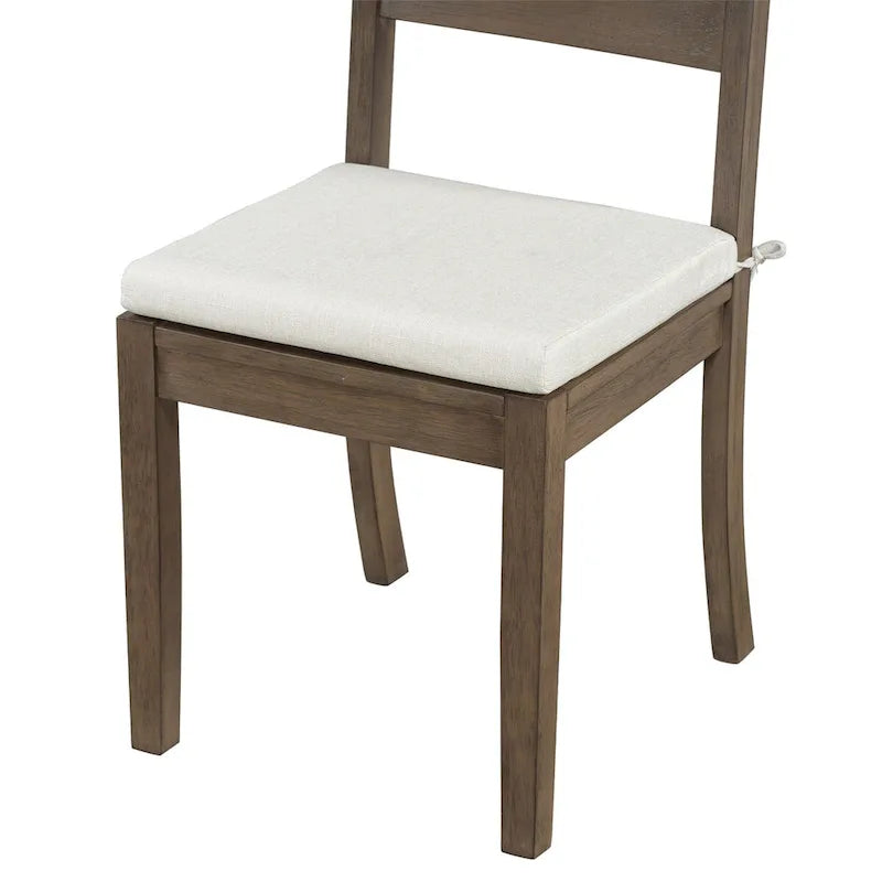 Ensemble de salle à manger 6 pièces avec étagère de rangement et pieds incurvés, ensemble de table de cuisine avec banc et 4 chaises de salle à manger à coussins amovibles