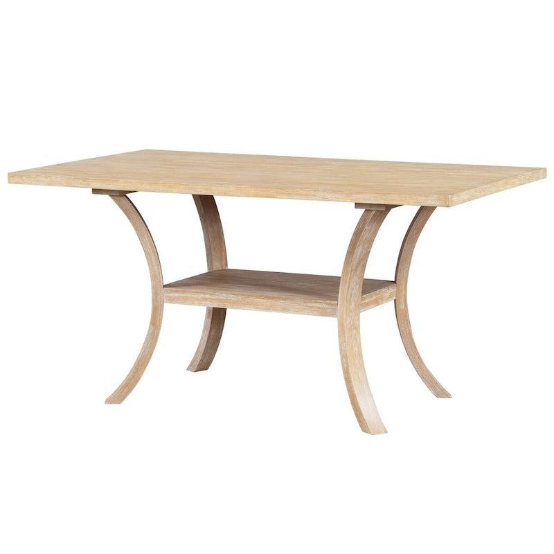 Ensemble de salle à manger 6 pièces avec étagère de rangement et pieds incurvés, ensemble de table de cuisine avec banc et 4 chaises de salle à manger à coussins amovibles