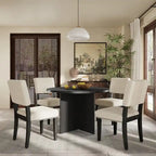 Ensemble de salle à manger rond 5 pièces, ensemble de table de cuisine sur pied avec 4 chaises de salle à manger rembourrées pour studio, appartement, petits espaces