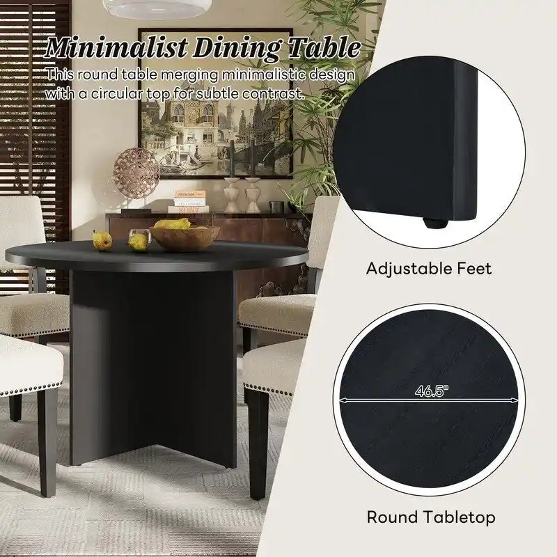 Ensemble de salle à manger rond 5 pièces, ensemble de table de cuisine sur pied avec 4 chaises de salle à manger rembourrées pour studio, appartement, petits espaces